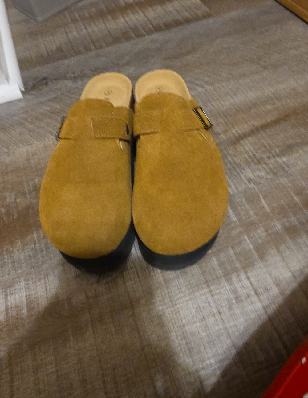 Amazon Women's Suede Slip-On Platform Clog - Mustard